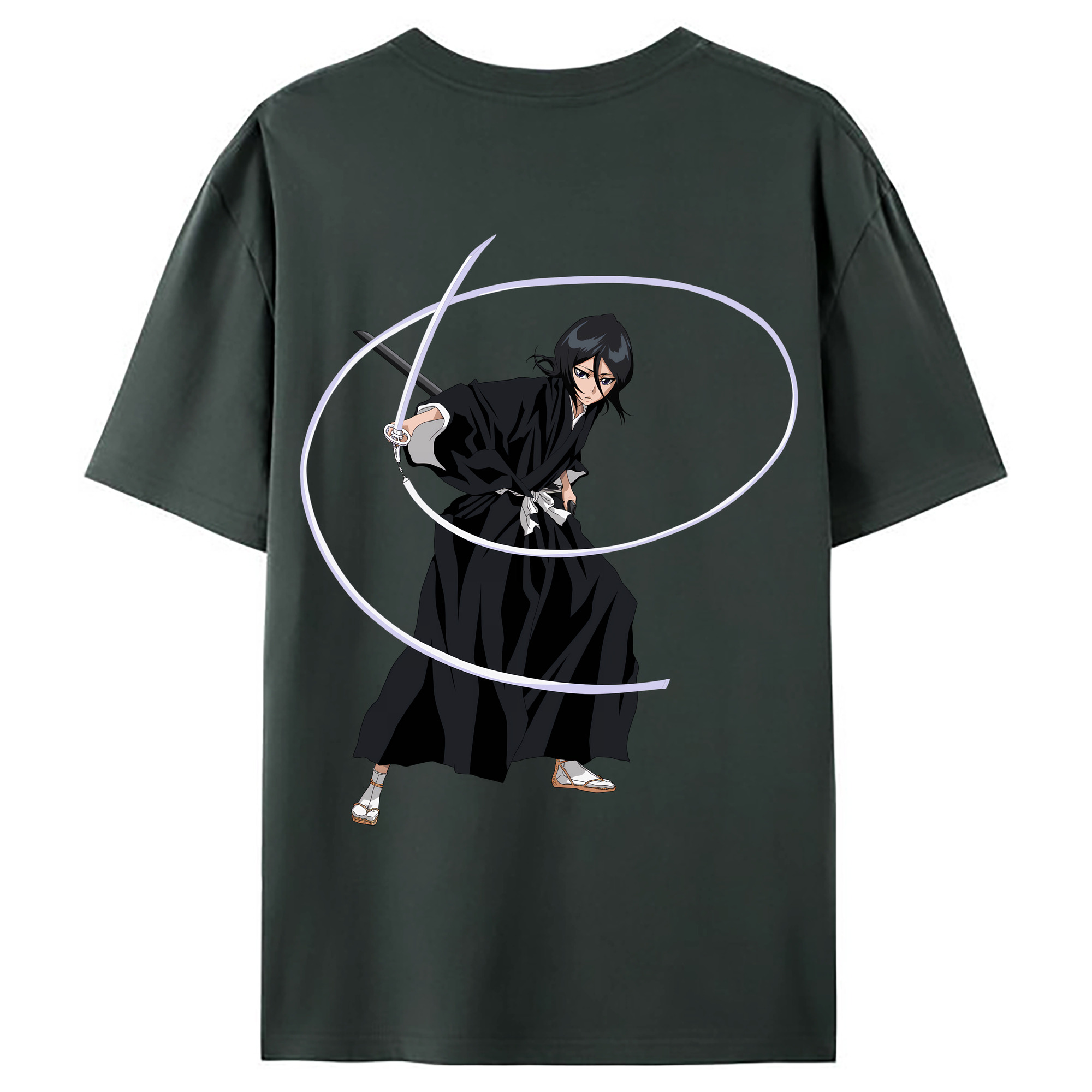 （画像用） ブリーチ 朽木ルキア BLEACH Kuchiki Rukia 綿100％ メンズ半袖Tシャツ（バックプリント） 通気性
